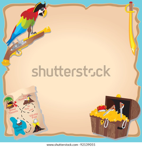 Fete D Anniversaire Des Pirates Et Chasse Image Vectorielle De Stock Libre De Droits