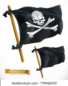 Pirate. Black Flag. Jolly Roger 3d vector icon