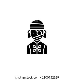 Pirate black icon concept. Pirate flat  vector symbol, sign, illustration.