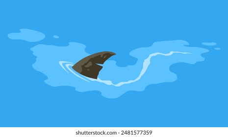 Pirate board game element, shark. Design element to create game or illustration. Fantasy area items. Vector cartoon colored hand drawn illustration