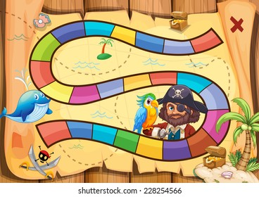 Pirate boardgame theme with parrot