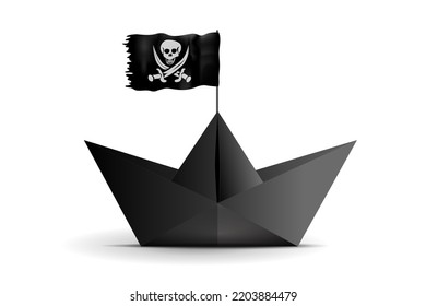 Pirate boat copyright intellectual property metaphor concept. cartoon creative