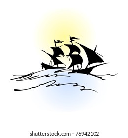 Pirate boat silhouette