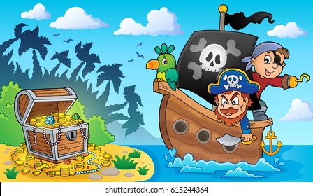 Pirate boat theme 2 - eps10 vector illustration.
