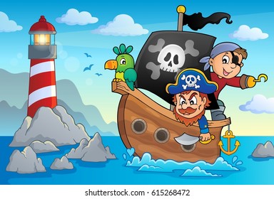 Tema 3 del barco pirata - ilustración vectorial eps10.