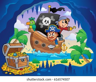 Tema pirata del barco 4 - ilustración vectorial eps10.