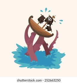 pirate boat theme elements vector,eps