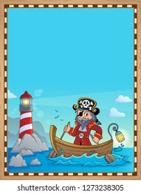 Pirate in boat topic parchment 1 - eps10 vector illustration.