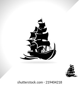 Pirate boat vector 