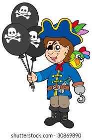 Pirate boy with balloons - vector illustration.