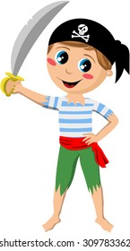 Pirate Boy Holding Sword