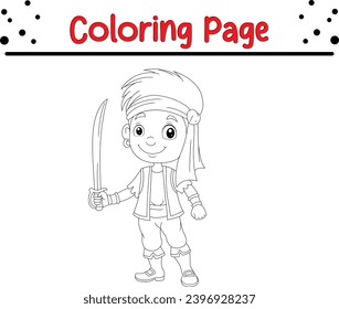 pirate boy holding sword coloring page