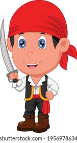 pirate boy posing and holding a sword