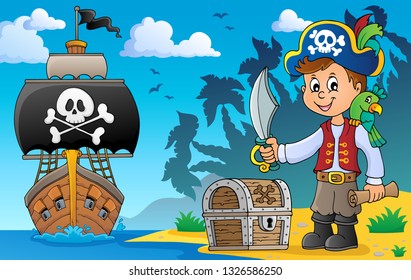 Imagen de tema masculino pirata 5 - ilustración vectorial eps10.