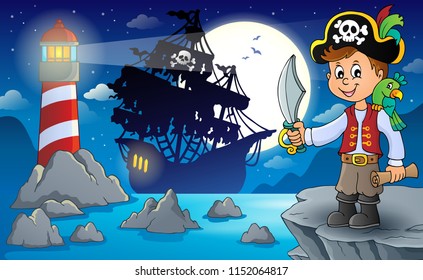 Pirate boy topic image - eps10 vector illustration.