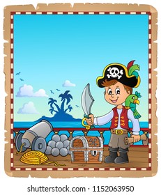Pirate boy topic parchment - eps10 vector illustration.