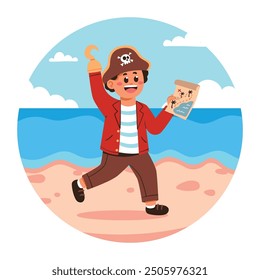 Pirate boy with treasure map