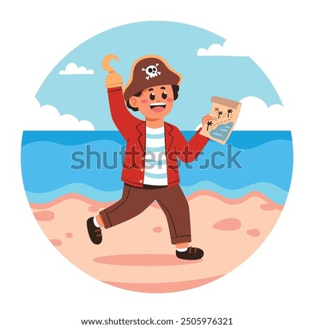 Pirate boy with treasure map