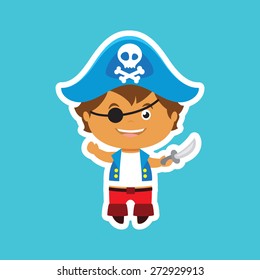 Pirate boy vector blue