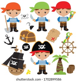 Pirate boy vector cartoon illustration