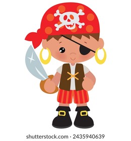 Piraten-Jungen-Vektor-Cartoon-Illustration