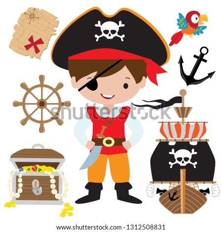 Pirate boy vector cartoon illustration