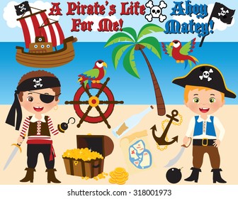 Vector Set Cartoon Pirate Accessories Illustration Stock Vector ...