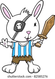 Pirate Bunny Rabbit Vector Illustration