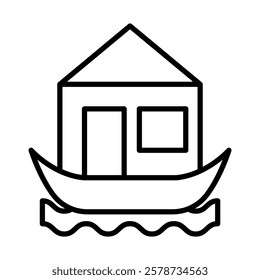 Pirate Cabin Vector Line Icon Design