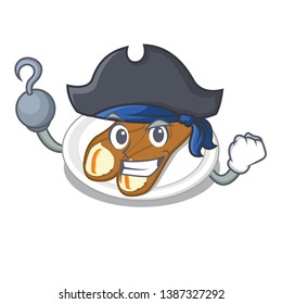 Pirate cannoli is served on mascot plate