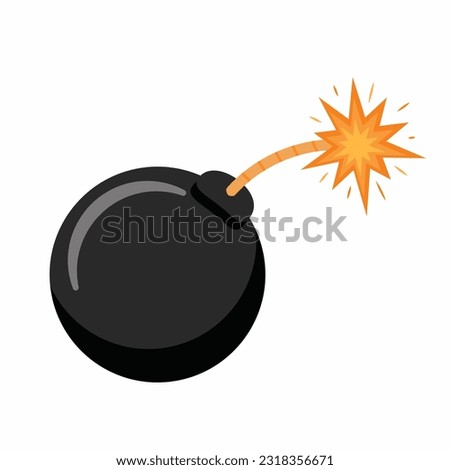 Pirate cannon bomb shells on white background vector illustration in flat cartoon style