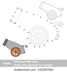 Pirate Cannon Gun. Dot to dot educational game for kids.