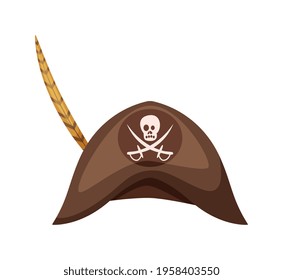 Pirate cap with Jolly Roger and crossed sword isolated on white background
