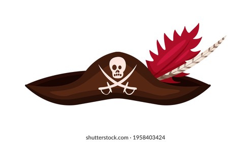 Pirate cap with skull symbol isolated on white background