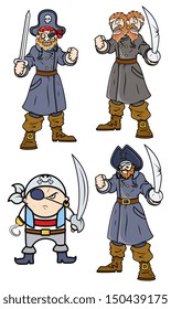 Pirate Captain Black - Cartoon Vector Illustration