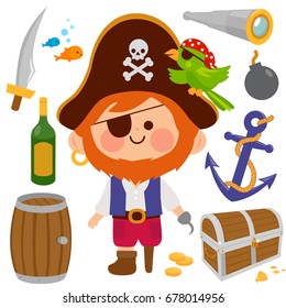 Pirate captain collection. Vector illustration