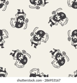 pirate captain doodle seamless pattern background
