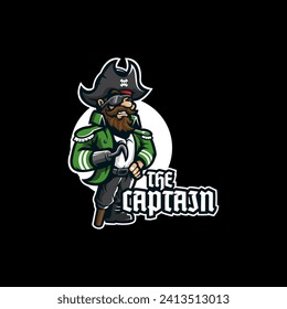 pirate captain e sport or club logo vector