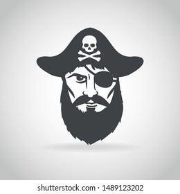 Pirate captain face icon vector