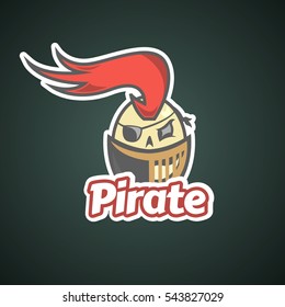 Pirate Captain face and red hair logo
