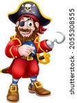 A pirate captain happy friendly cartoon character pointing 
