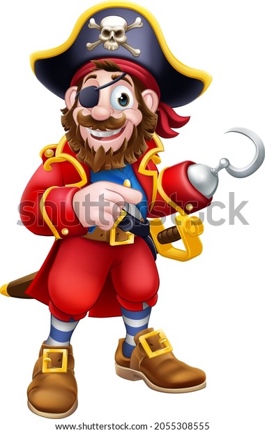 Pirate Captain Happy Friendly Cartoon Character Stock Vector (Royalty ...