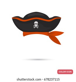 Pirate captain hat color flat icon for web and mobile design