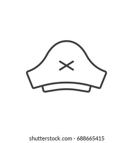 Pirate captain hat line icon.