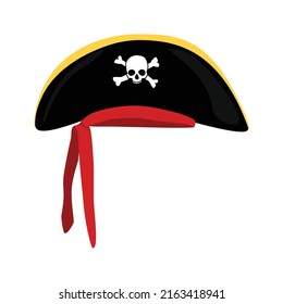 Pirate captain hat with a skull and crossbones. Vector