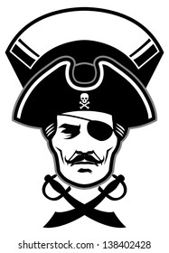 Pirate Captain Head Mascot