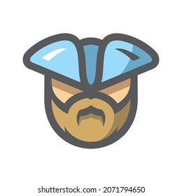 Pirate captain head Vector icon Cartoon illustration