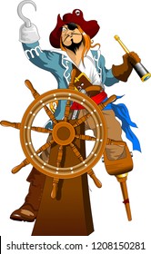 Pirate Captain holding a sword and wearing hat Graphic Vector Image
