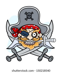 Pirate Captain Mascot - Vector Cartoon Illustration