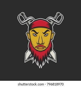 Pirate  captain mascot vector head emblem illustration isolated sign sports